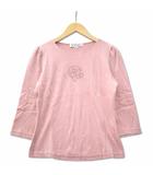 エムズグレイシー M'S GRACY カメリア ビーズ装飾 ベルベット カットソー トップス 7分袖 ピンク 38 (M)