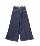 キューブシュガー CUBE SUGAR デニム ワイドパンツ やわらか ライトオンス ジーンズ ダークネイビー L