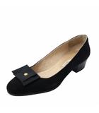 セリーヌ CELINE 23～23.5cm チャンキーヒール スエード パンプス 36 1/2 BLACK ブラック