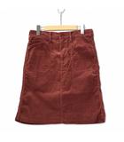 ジョンブル JOHNBULL シンチバック コーデュロイ ワークスカート ひざ丈 バーガンディー M