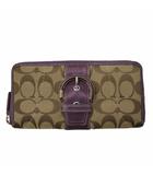 シグネチャー ラウンドファスナー ロングウォレット 長財布 BEIGE × PURPLE ベージュ × パープル
