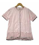 ギャラリービスコンティ GALLERY VISCONTI レース × リボン スカラップ ニット アンサンブル ツインニット M ピンク