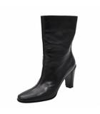 エルメス HERMES 24.5cm〜25cm レザー セットバックヒール ショートブーツ 38 BLACK ブラック