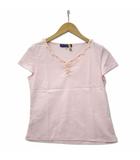 パールビジュー Vネック ショートスリーブカットソー Tシャツ ピンク 38 (M)