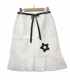 エムズグレイシー M'S GRACY コットン ストレッチ スパンコールフラワー スカート 38 ホワイト