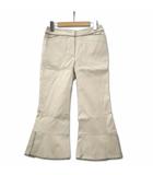 エムズグレイシー M'S GRACY フリル付き 裾フレア スリット入り ストレッチ アンクルパンツ ベージュ 38 (M)