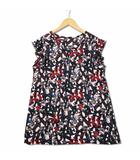 メロウ仕立て 総柄プリント フレアカットソー チュニック ブラック