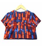 鮮やか模様 カットソー トップス 1 レッド