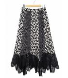 ダイアグラム Diagram バイカラー プリント スカート 2-36(S) BLACK(ブラック)