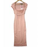 ベルト付き スクエアネック タイト ドレス ワンピース XS PINK(ピンク) 春夏