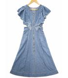 Lily Brown DENIM フロントファスナー フリル ワンピース F BLUE(ブルー) 春夏