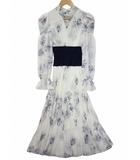 ウエストリブ ニット 花柄 ワンピース 0(S) NAVY(ネイビー) 春夏秋