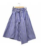 アナイ ANAYI ウエストゴム ストライプ コットン ひざ丈 スカート 36 BLUE × WHITE ブルー × ホワイト 101717-11-050-61-360