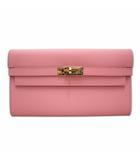 エルメス HERMES ヴォーエプソン ゴールド金具 ケリー ウォレット ロング 長財布 X刻印 ローズコンフェッティ