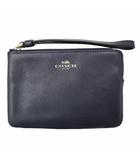 F58032 CSRN LTH CRN ZIP クロスグレイン レザー コーナー ジップ  リスレット ポーチ NAVY(ネイビー)