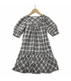 レベッカテイラー rebecca taylor ラメ入り チェック柄 フレアチュニック ミニワンピース グレー 2 (M)