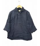 グリーンレーベルリラクシング ユナイテッドアローズ green label relaxing リネン 7分袖 スッキパー シャツ M NAVY(ネイビー) 春夏