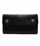 クロムハーツ CHROME HEARTS WAVE ウェーブ レザー クロスコンチョ ダガーファスナー 三つ折り ウォレット 長財布 BLACK(ブラック) ☆AA★
