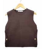 ザラ ZARA サイドボタン ニットジレ M DARKBROWN(ダークブラウン)