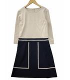 キャラオクルス CARA O CRUZ バイカラー 膝丈 ワンピース 9(M) BEIGE/NAVY(ベージュ/ネイビー) 春秋
