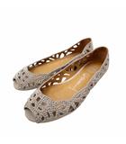 カットワーク スエード スタッズ オープントゥ サンダル (22.5cm相当)ベージュ