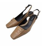 本革 レザー スクエアトゥ ストラップ パンプス 35 1/2(23cm相当) ベージュ