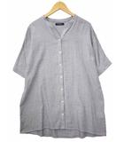 ショコラフィネローブ chocol raffine robe キーネック ストライプ 5分袖 シャツ ブラウス F NAVY(ネイビー) 春夏