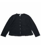 コムサイズム COMME CA ISM シフォンフリル付き スカラップ クルー コットンニット カーディガン 黒 110A