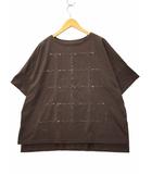 プレーティング天竺 チェック柄 刺繍 プルオーバー Tシャツ 15(3L) 大きいサイズ DARKBROWN(ダークブラウン) 春夏
