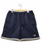 フレッドペリー FRED PERRY ロゴ刺繍 ウエストゴム ドローコード イージー ショートパンツ ショーツ M NAVY ネイビー FZ4625