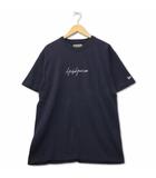 ヨウジヤマモトプールオム YOHJI YAMAMOTO POUR HOMME × NEW ERA ニューエラ ロゴ刺繍 半袖 クルーネック コットン Tシャツ L NAVY ネイビー HW-T38-082