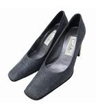 スクエアトゥ モノグラム ジャガード パンプス 37(23.5cm) CHARCOAL(チャコール)