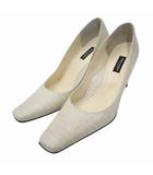 ソニアリキエル SONIA RYKIEL スクエアトゥ ピンピール クロコダイル プレーン パンプス 361/2(23.5cm) IVORY(アイボリー)