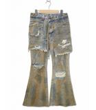 JHL JEANS ウォッシュ ダメージ加工 ルーズ フレア デニムパンツ S USED INDIGO(ユーズドインディゴ)