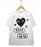 プレイコムデギャルソン PLAY COMME des GARCONS AX-T282 クルーネック ロゴ ハート プリント エンブロイダリー 半袖 Tシャツ XL WHITE(ホワイト)