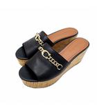 コーチ COACH Wendie Leather Wedge ヒールコルク ウエッジソール サンダル 24.5 ブラック
