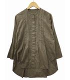 ノーカラー 比翼ボタン 長袖 シャツ OLIVE(オリーブ) 春