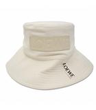 ロエベ LOEWE K820HF1X48 レザーパッチ キャンバス フィッシャーマン ハット 帽子 57(S) SOFT WHITE(ソフトホワイト)