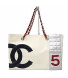 シャネル CHANEL キャンバス×レザー ココマーク No.5 チョコバー チェーン トートバッグ