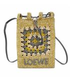ロエベ LOEWE C630PHPX07 ドローストリング ポケット(クラシックカーフ&ラフィア) ショルダーポシェット パールグレー/マスタード