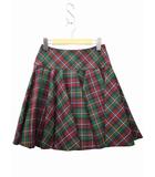 ランバンオンブルー LANVIN en Bleu チェック柄 フレア ミニスカート 36(S) RED/GREEN(レッド/グリーン)