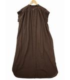 パシオーネ PASSIONE スタンドカラー フレンチスリーブ シャツ ワンピース 38(M) BROWN(ブラウン) 春夏