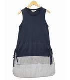 トラッゾドンナ Torrazzo Donna ノースリーブ ニット ストライプ ドッキング チュニック ワンピース NAVY/BLACKSTRIPE(ネイビー/ブラックストライプ) 春夏