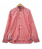 トミーヒルフィガー TOMMY HILFIGER コットン ボタンダウン チェック シャツ M レッド