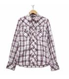 ハイダウェイ ニコル HIDEAWAYS ワイヤー衿 スナップ ウエスタン チェック シャツ 長袖 バーガンディー 48 (約L)