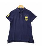 ラルフローレン RALPH LAUREN バック刺繍 三連馬 エンブレム 半袖 鹿の子 ポロシャツ ネイビー XL