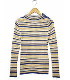 チャイルドウーマン CHILD WOMAN ボトルネック 長袖 ボーダー リブ ニット F BLUE/YELLOW(ブルー/イエロー) 秋冬
