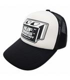 ハフ HUF Demolition Crew Trucker Hat ロゴ プリント メッシュ キャップ 帽子 BLACK/WHITE(ブラック/ホワイト)