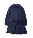ザラ ZARA コットン プリーツスカート 切り替え シャツ ワンピース 140 ネイビー