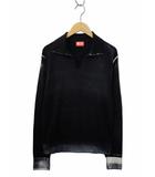 A14849 0BEAR K-LORENZO 長袖 スキッパー ニット プルオーバー ポロシャツ L BLACK(ブラック)